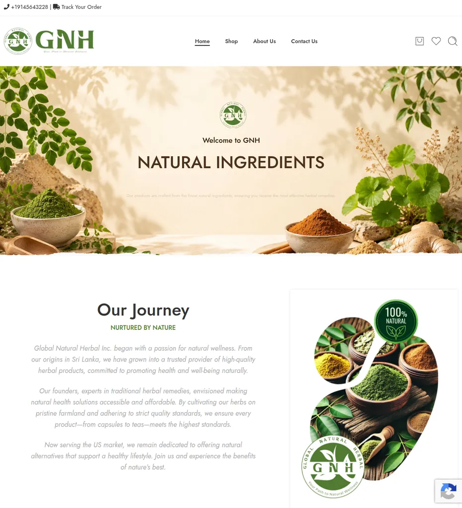 Homepage of the Global Natural Herbal online store